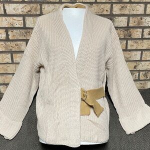 Hem and Thread  Knit Belted Cardigan Sweater